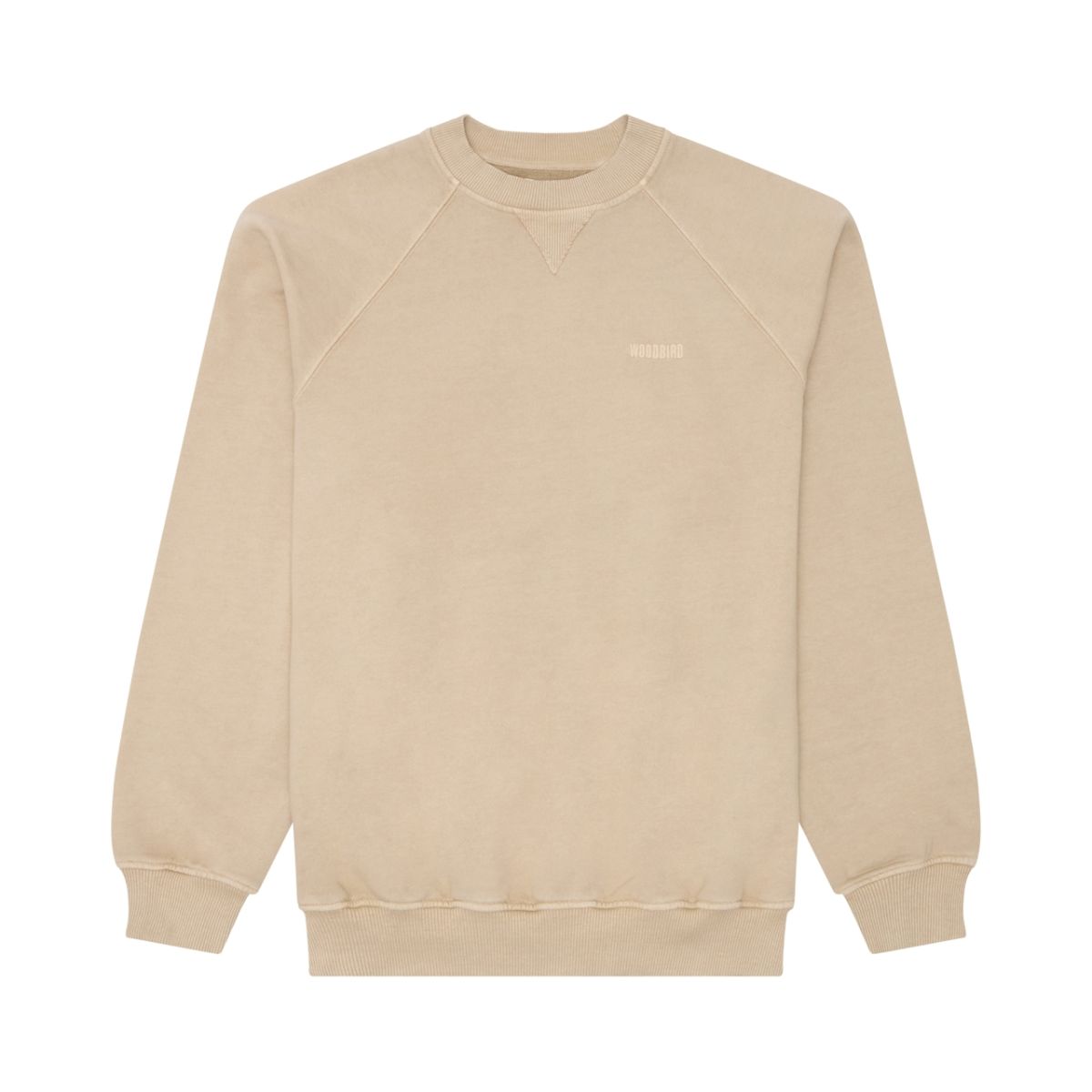 Woodbird Mens Zhang Washed Crew Marron Clair | Light Sand