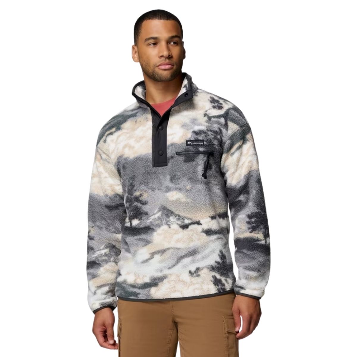 Columbia Mens Helvetia II Printed Half Snap Fleece Gris Clair | 227 Shark, Dreaming