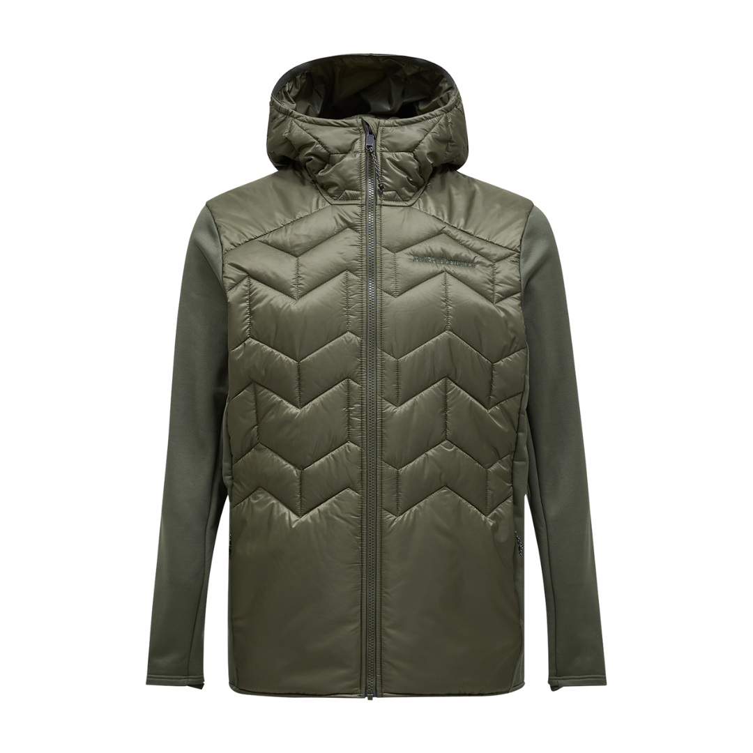 Peak Performance Mens Elevate Liner Hybrid Hood Jacket Vert Fonce |