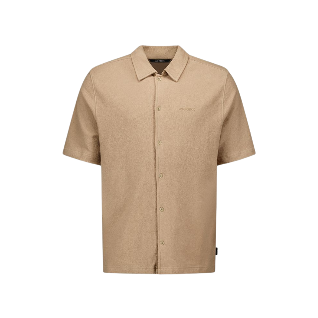 Airforce Mens Woven Short Sleeve Shirt Beige