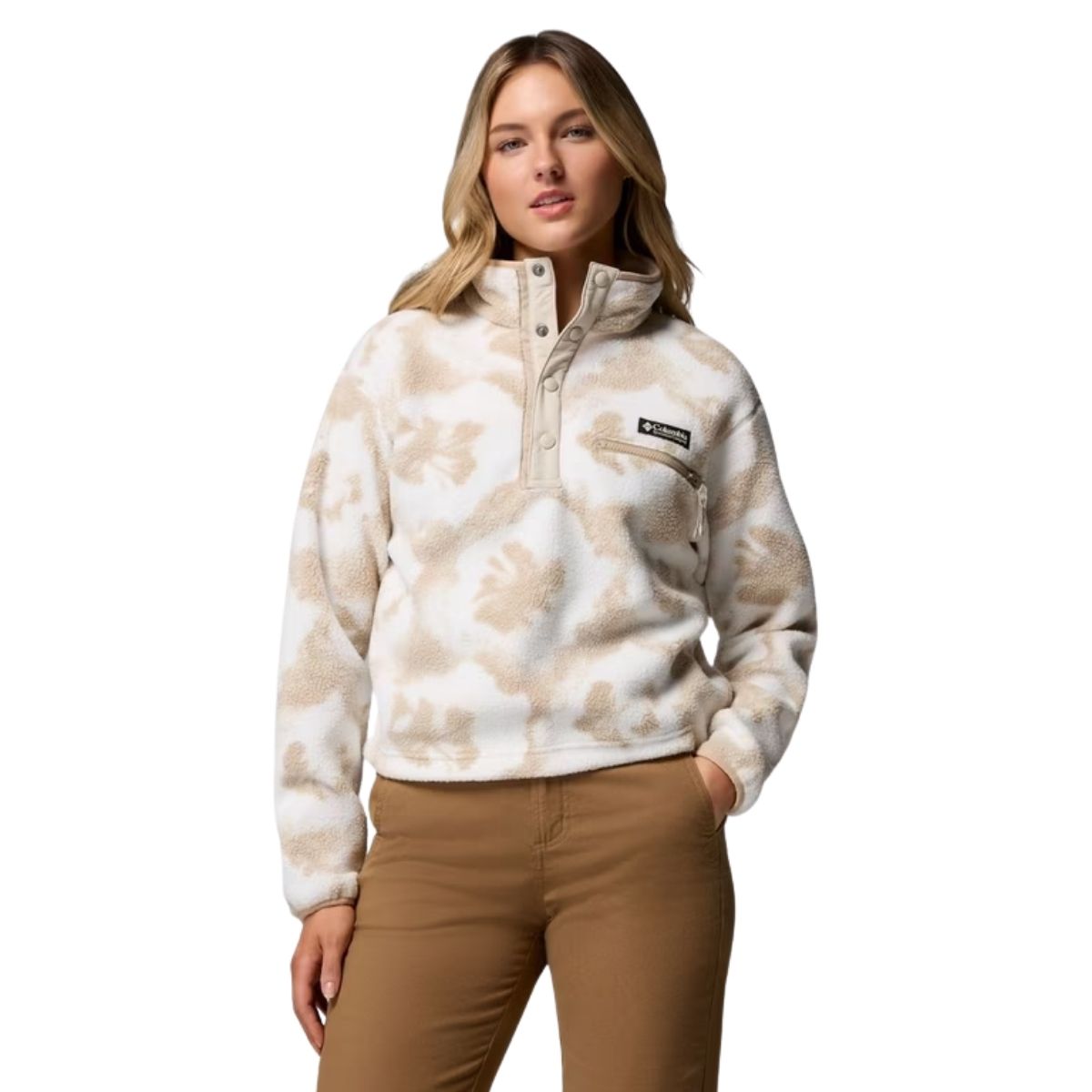 Columbia Womens Helvetia II Printed Cropped Half Snap Beige