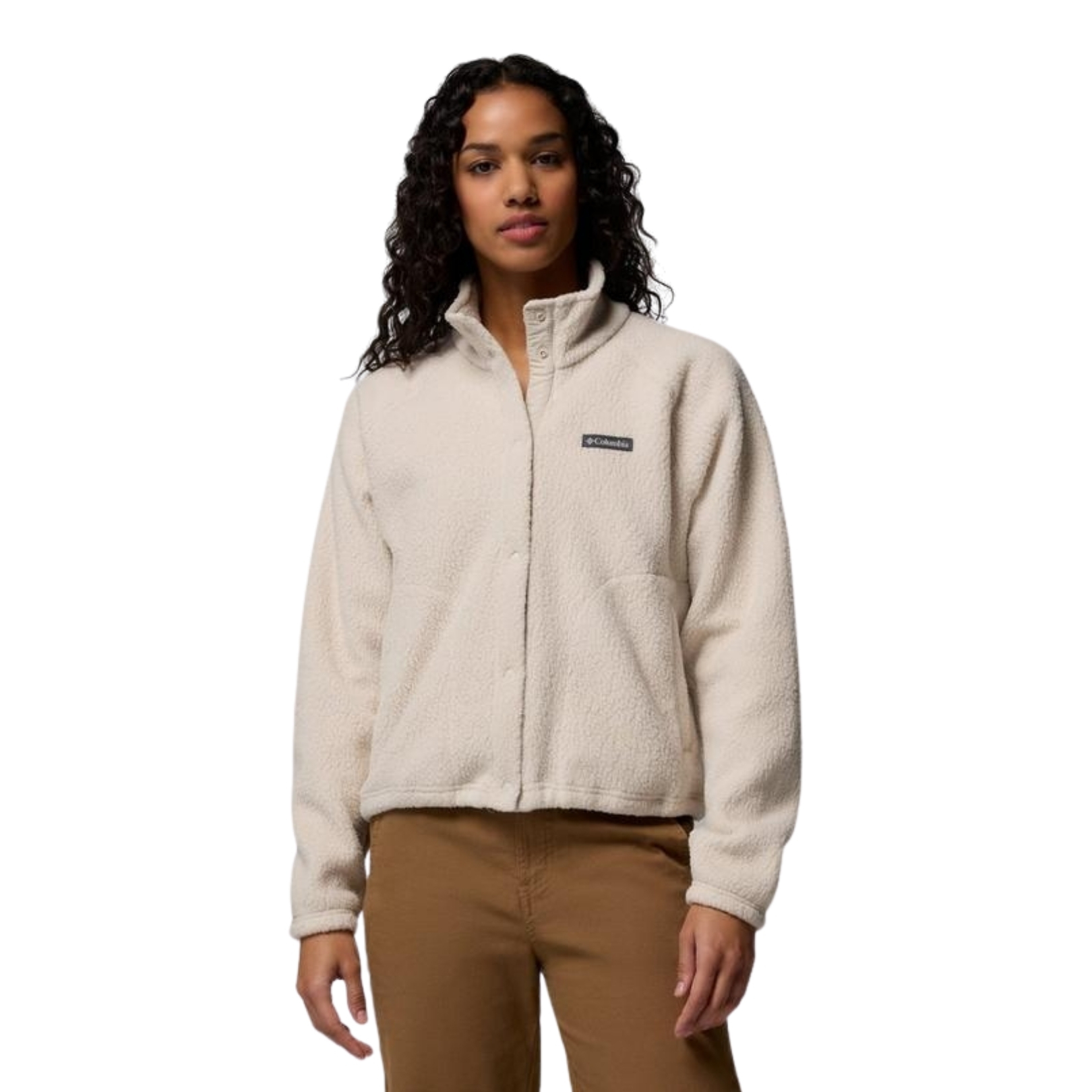 Columbia Womens Jasper Ridge Pebbled Fleece Full Snap Beige