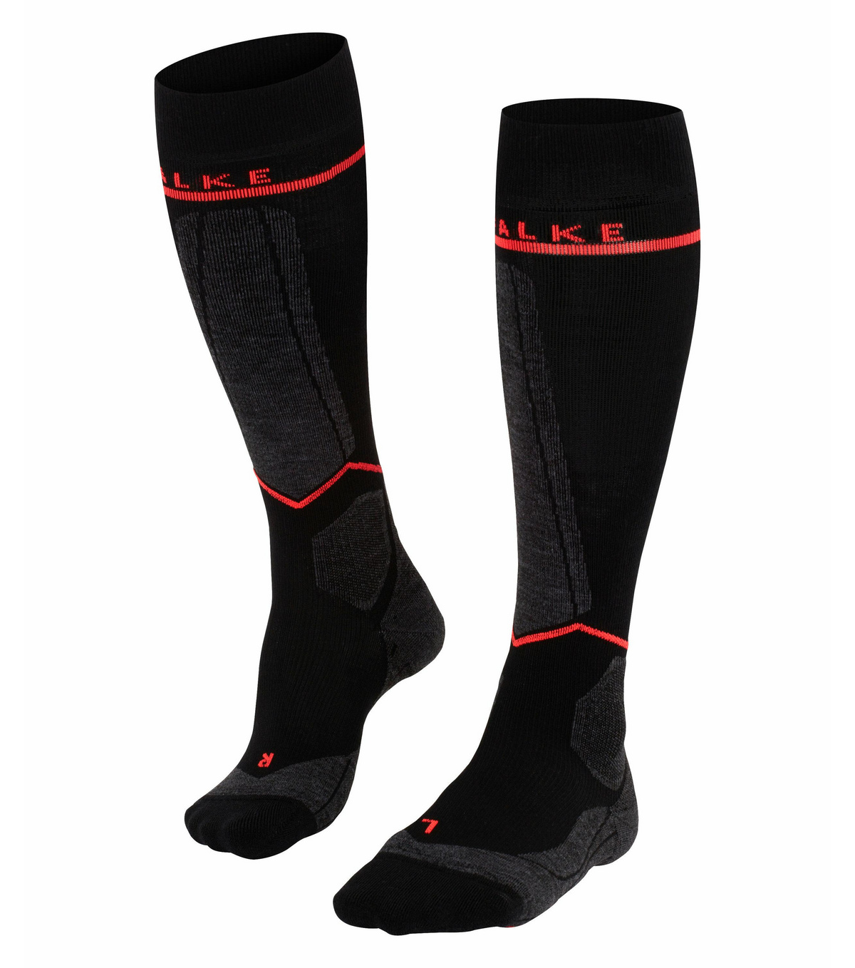 Falke SK Energizing Wool Women Dessin Noir | 3178_black_neon_red
