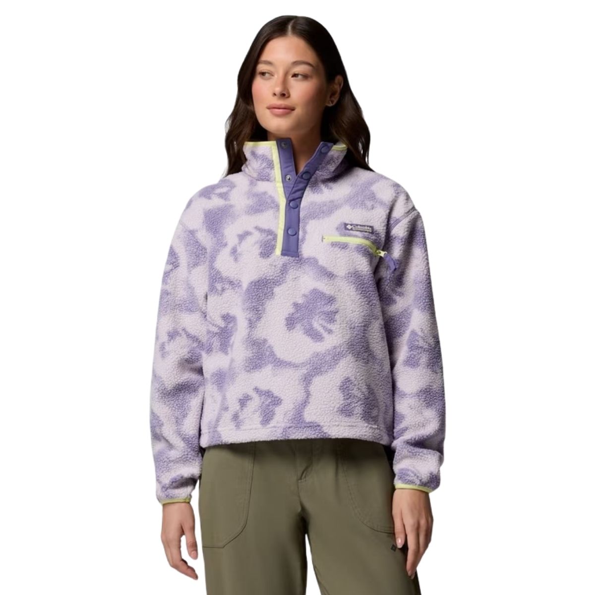 Columbia Womens Helvetia II Printed Cropped Half Snap Lilas | 525 Stormwatch, Sprayflower