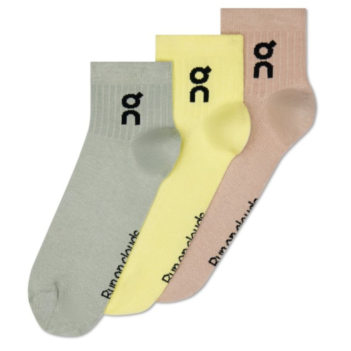 On Running Logo Sock Mid 3P Multicolore | Lemonade / Tin