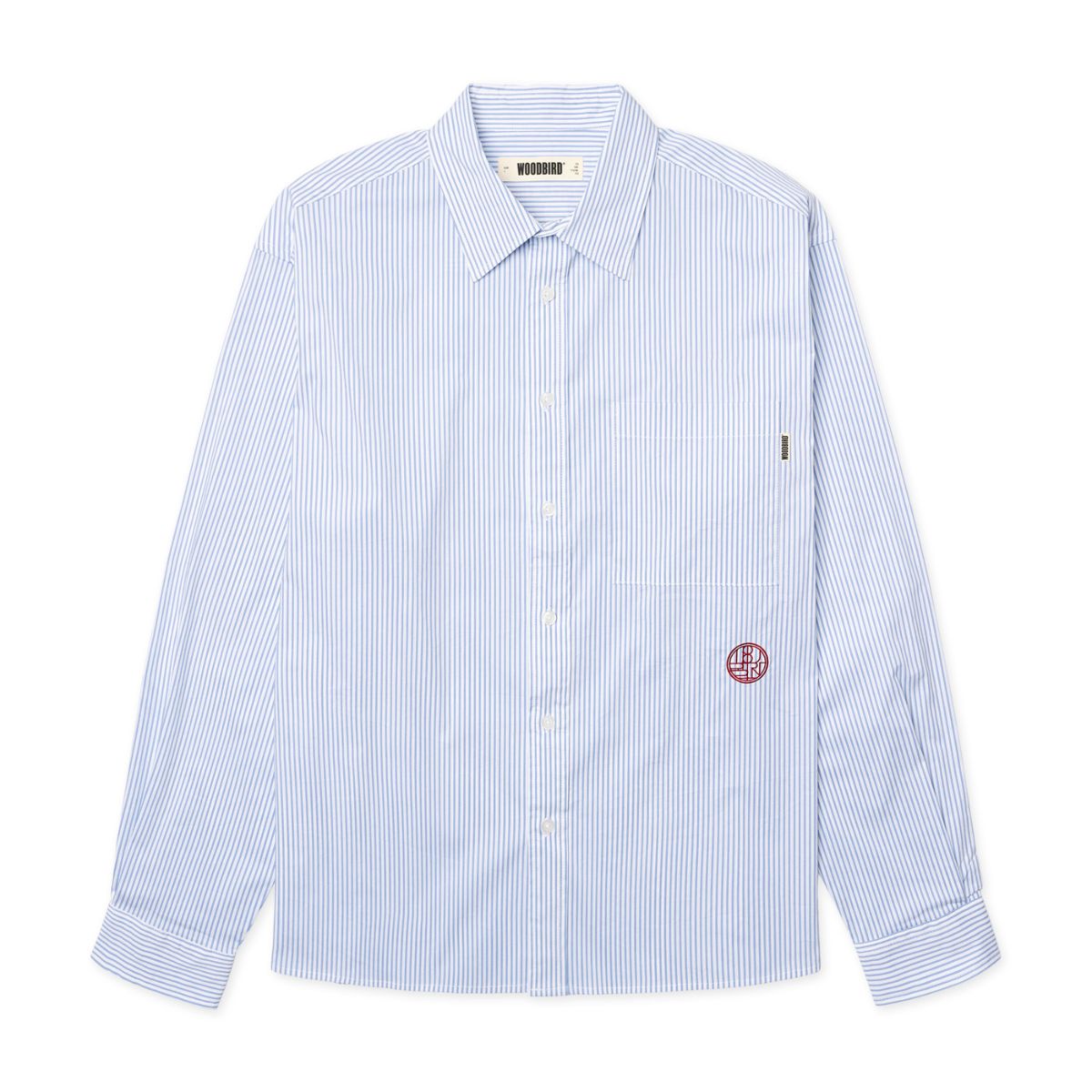 Woodbird Mens WBBuzo Stripe EMB Shirt Blauw