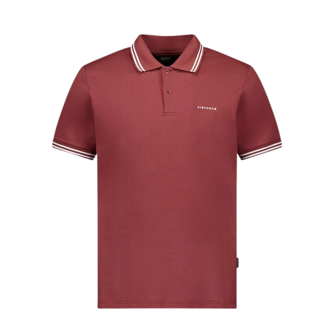 Airforce Mens Polo Doubble Stripe Rouge | 406 Siennawhite