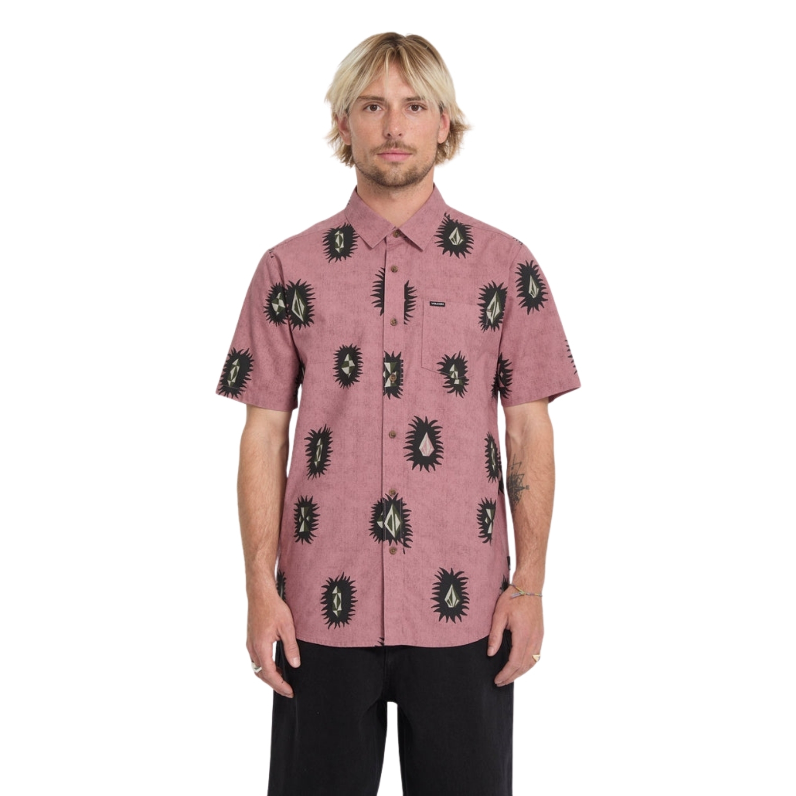 Volcom Mens Markerstone SS Rose | Sne Stone Rose