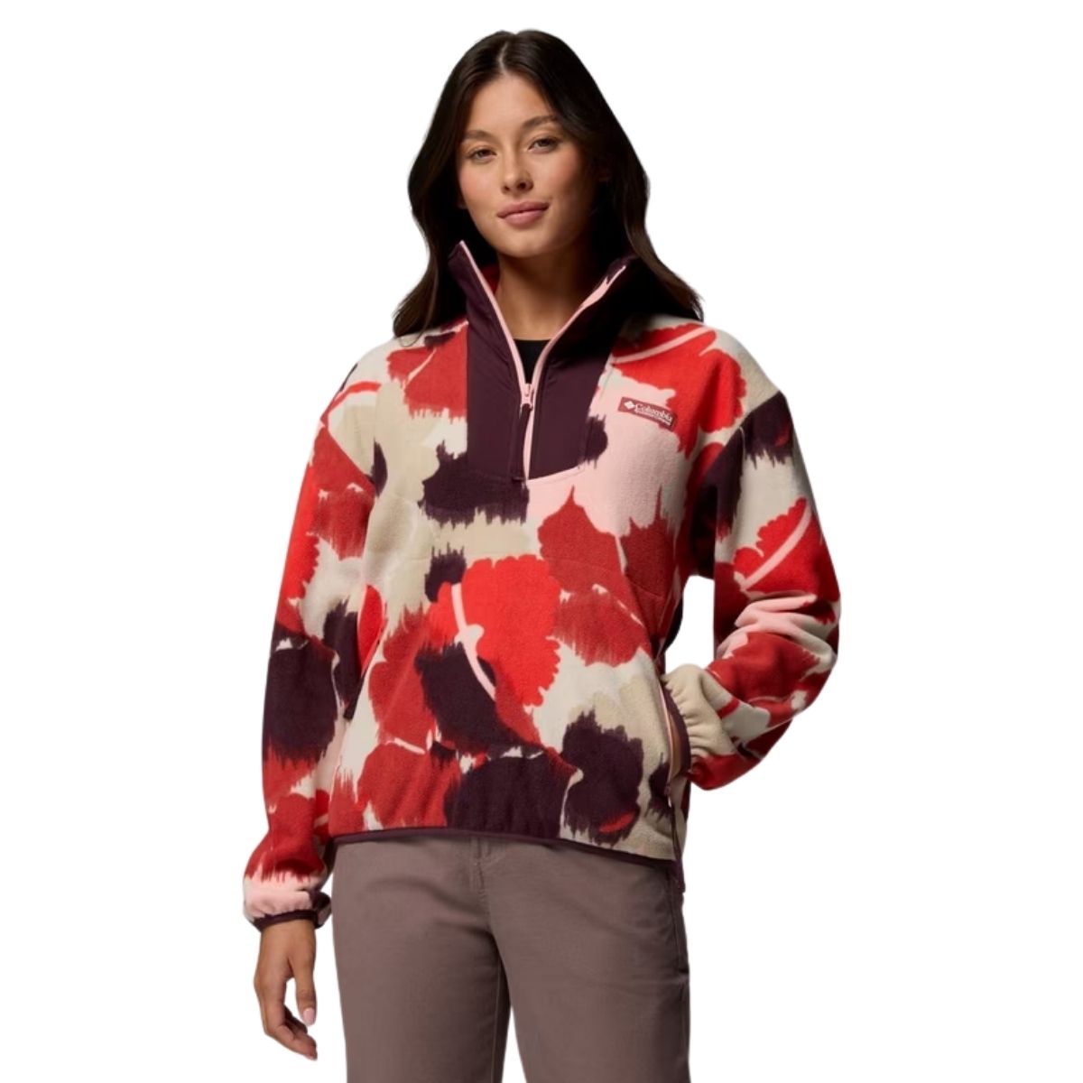 Columbia Womens Sequoia Grove Printed Half Zip Rood