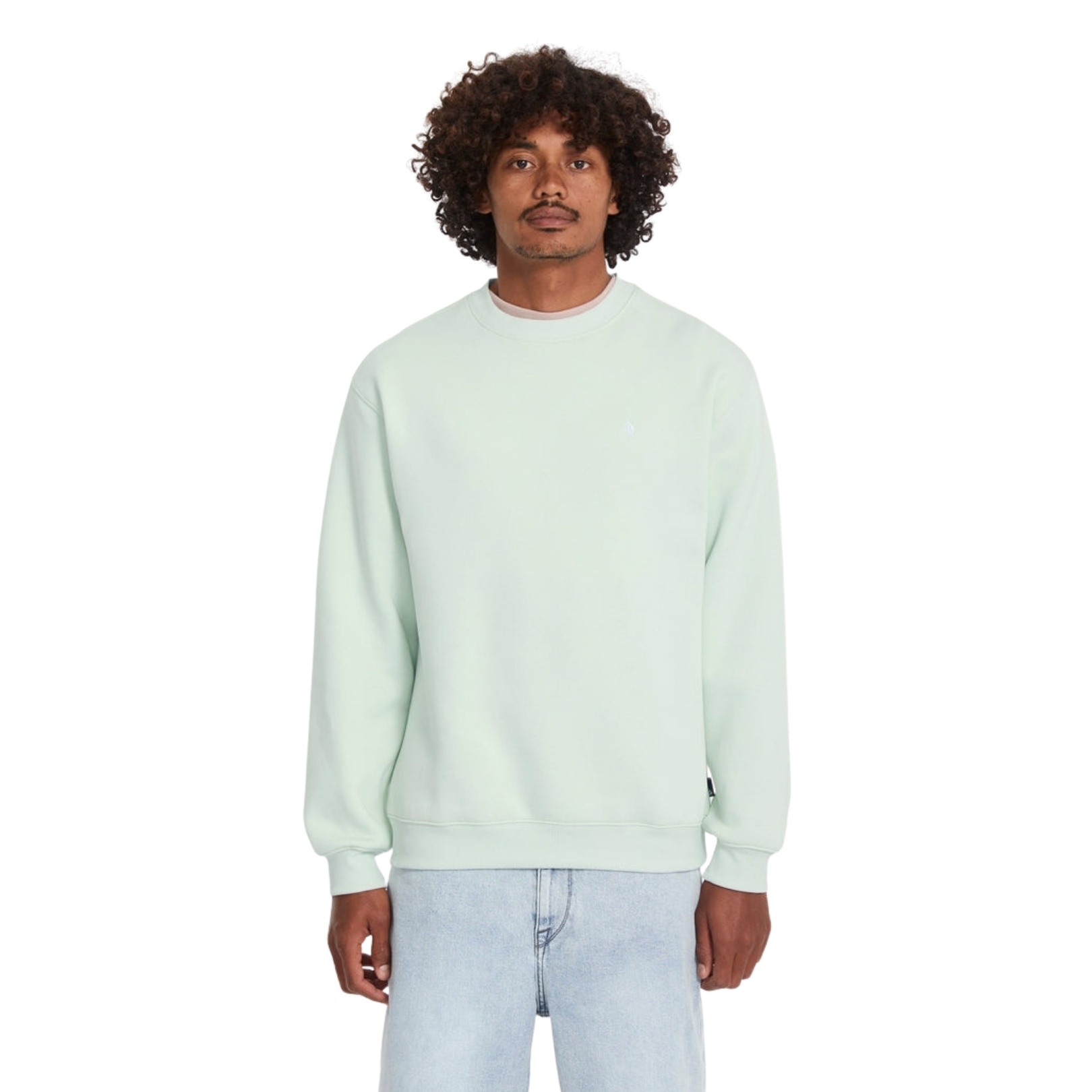 Volcom Mens Single Stone Crew Bleu | Paq Pale Aqua
