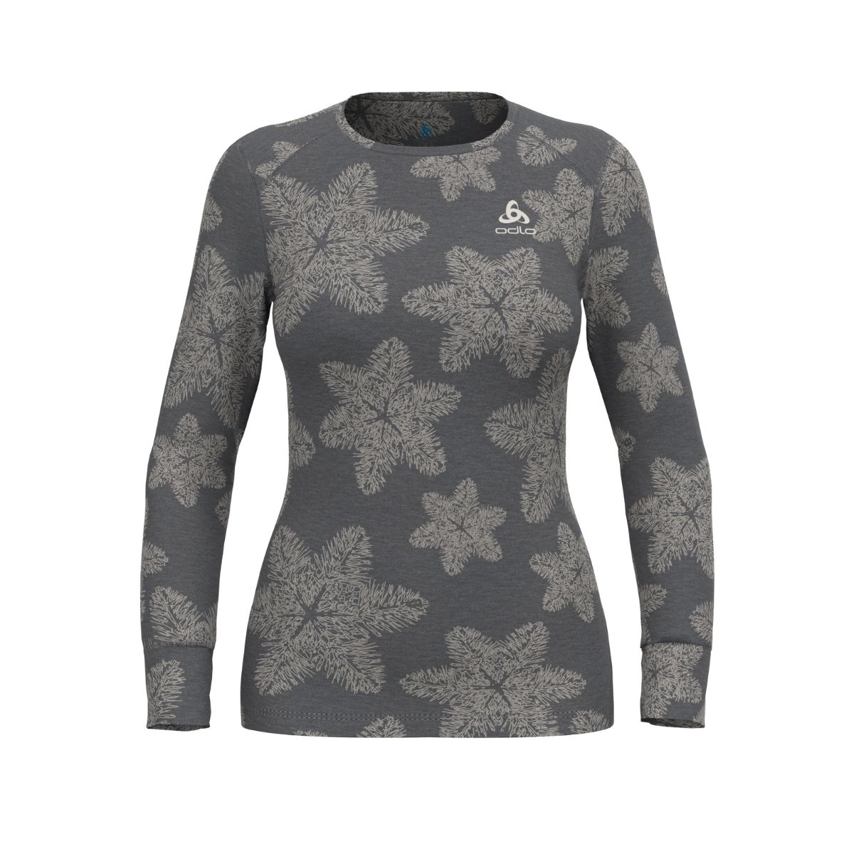 Odlo Womens God Jul Print L/S Crew Neck Shirt Grijs