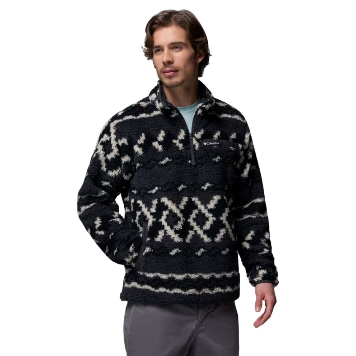 Columbia Mens Rugged Ridge High Pile Half Zip Blanc | 013 Shark Knitknot