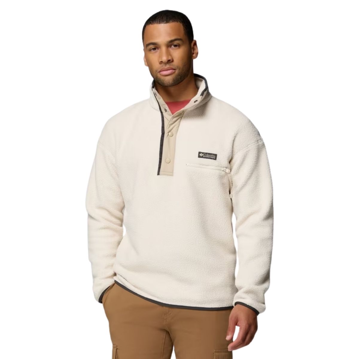 Columbia Mens Helvetia II Half Snap Fleece Ecru | 191 Chalk